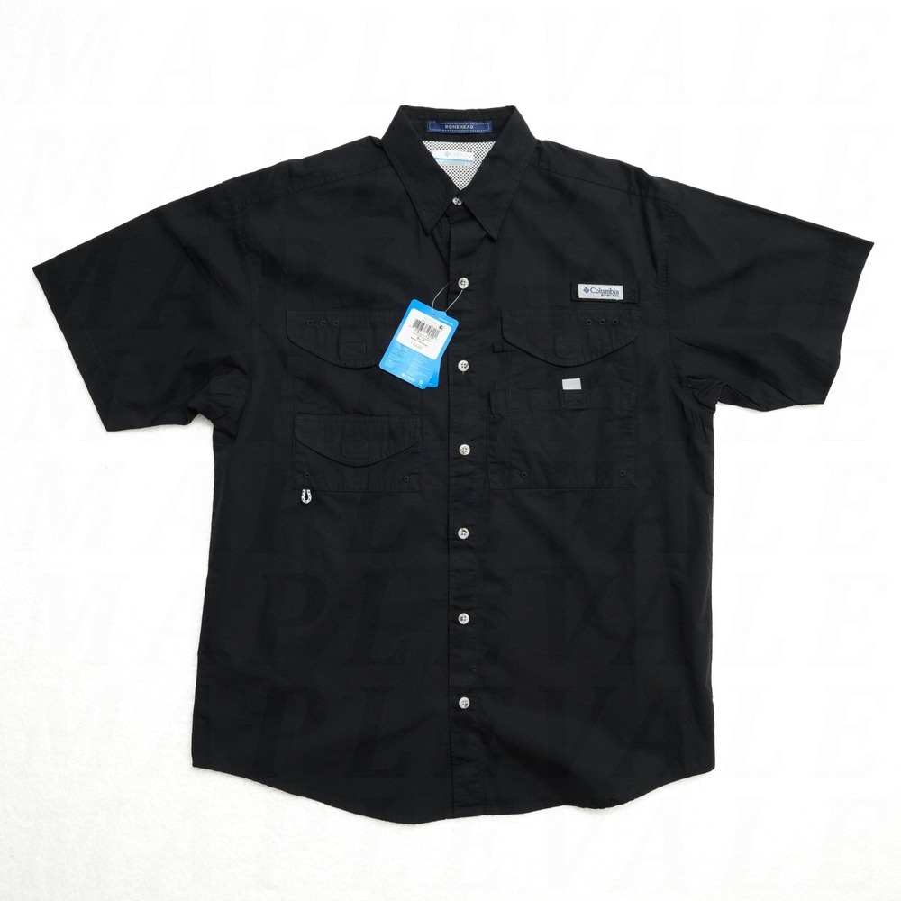 Columbia PFG Men's Sz Small Bonehead Vented Fishing Shirt Short Sleeve Black NWT